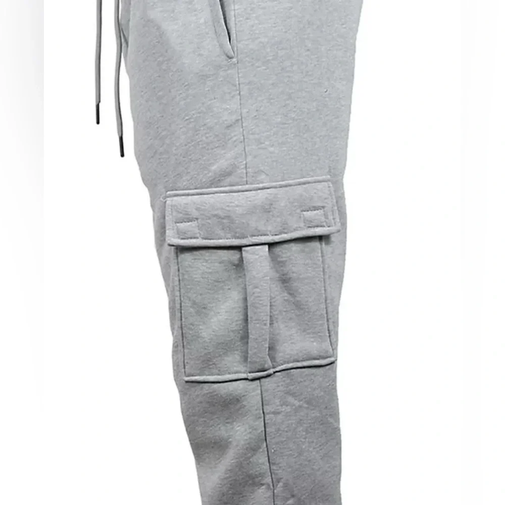 Blue Ice Men’s‎ Heather Gray Cargo Fleece Sweatpants Jogger Ribbed Cuff Size XL